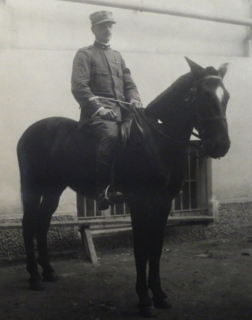 Luigi (Gino) Villari on horseback, Salonika, January 1918.